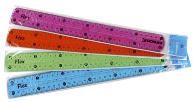 12x Donau 5411100-99 Lineal transparent 30 cm sortiert