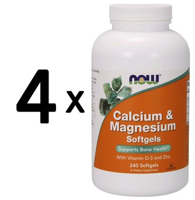 4 x Calcium & Magnesium with Vit D and Zinc - 240 Softgels