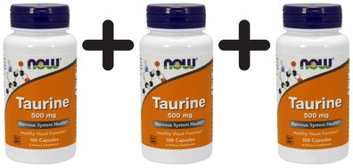 3 x Taurine, 500mg - 100 vcaps