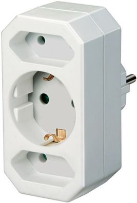 brennenstuhl® 1508050 Steckdosenadapter - 3-fach, weiß, 2x Euro/1x Schutzkontakt