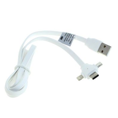 OTB - Datenkabel 3in1 - iPhone / Micro-USB / USB-C - Flachbandkabel - 1m - weiß