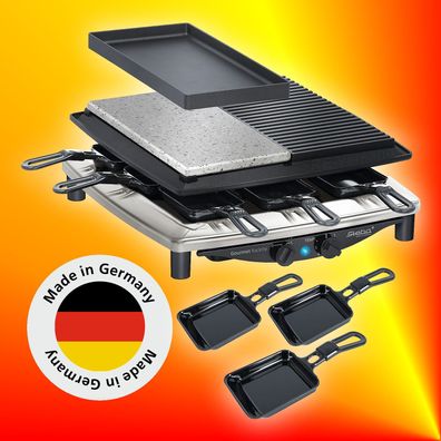 Steba RC 4 Plus Deluxe Chrom Raclette Raclette-Grill Naturstein Lava-Stein-Grill