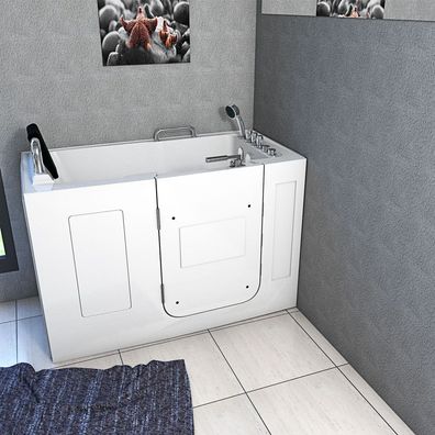 Sitzwanne Whirlpool Badewanne mit Tür S07WP-TH-C-L 140x76cm