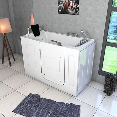 Sitzwanne Whirlpool Badewanne mit Tür S07WP-TH-B-L 140x76cm