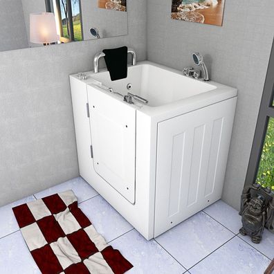 Sitzwanne Whirlpool Badewanne mit Tür S02WP-A-L 78x100cm