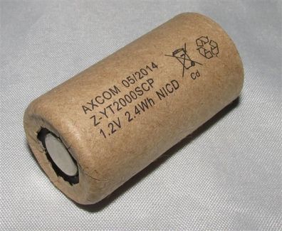 Axcom - Z-YT2000SCP / SC2000 - Sub C - 1,2 Volt 2000mAh Ni-CD - Hochstrom