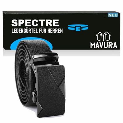 Spectre Gürtel Automatik Schnalle Schwarz Leder Herrengürtel Elegant Hosen Jeans Anzu