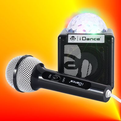 iDance Sing Cube 100BK Lautsprecher Akku Mikrofon Bluetooth Disco-Licht AUX