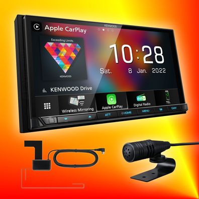 Kenwood DMX8021DABS Autoradio DAB+ & GPS Antennen Apple & Android Wireless USB-C