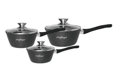 Stielkasserolle Set 6 tlg Ø16-18-20cm Saucenpfanne Pfanne Milchtopf Stieltopf