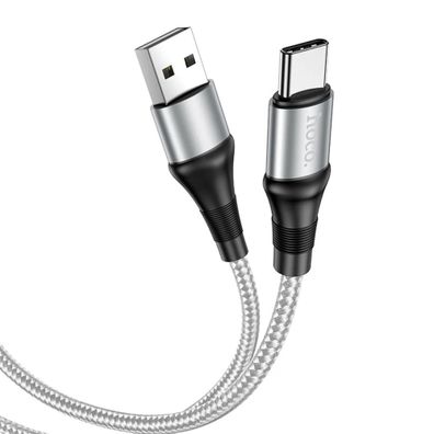 Kabel USB-A auf USB-C 1m in Grau unterstützt Laden und Datenübertragung 3A