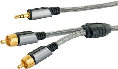 Ainstein 3.5 mm Klinke/Cinch Aux Adapterkabel 2,5m, Klinkenstecker > 2x Cinch Stecker