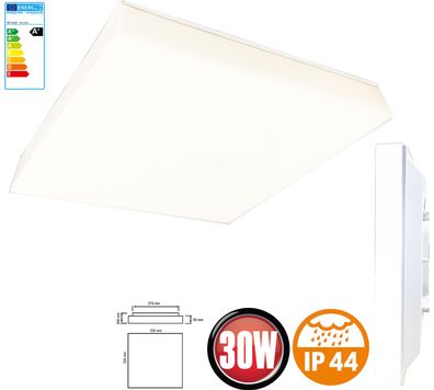 30W LED Deckenlampe Eckig Kaltweiß 6500K 2060 Lumen Deckenleuchte Deckenbeleuchtun