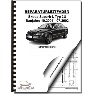 SKODA Superb I 3U 2001-2003 Schaltplan Stromlaufplan Verkabelung Elektrik Pläne