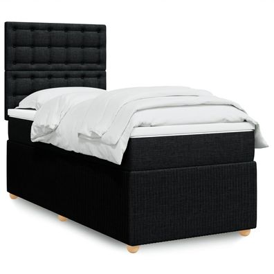 vidaXL Boxspringbett mit Matratze Schwarz 90x190 cm Stoff