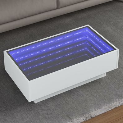 vidaXL LED-Couchtisch Weiß 90x50x30 cm Holzwerkstoff