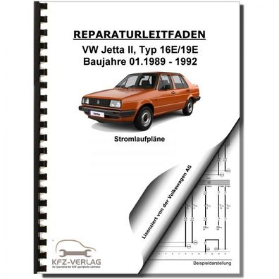 VW Jetta 2 Typ 19 1989-1992 Schaltplan Stromlaufplan Verkabelung Elektrik Pläne