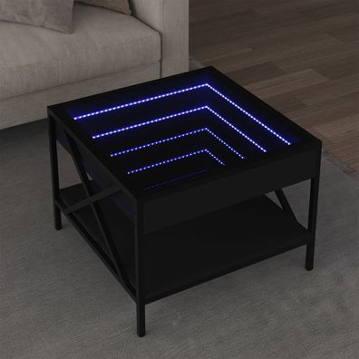 vidaXL Couchtisch mit Infinity-LED Schwarz 50x50x38 cm