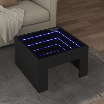 vidaXL Couchtisch mit Infinity-LED Schwarz 50x50x30 cm