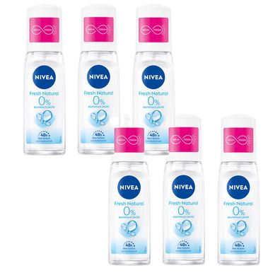 Nivea Deo Zerstäuber Fresh Natural 48h effektiver Schutz 75ml 6er Pack