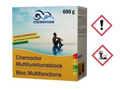 Chemoform Chlor Kombi Block 600g | Poolwasserpflege Tabs 3in1 Aktivchlor