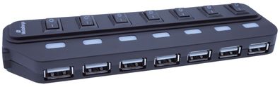 MediaRange MRCS504 USB 2.0 Hub 1:7 mit seperaten Ein-/Aus-Schaltern