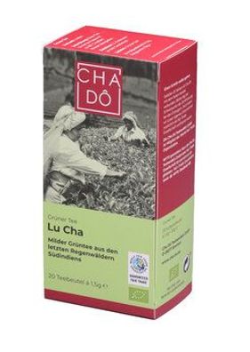 Cha Dô 6x Lu Cha Grüntee Teebeutel 20x1,5g WFTO 30g