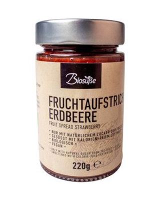 Biosüße 6x BioSüße Bio-Fruchtaufstrich zuckerfrei Erdbeere 220g Glas 220g