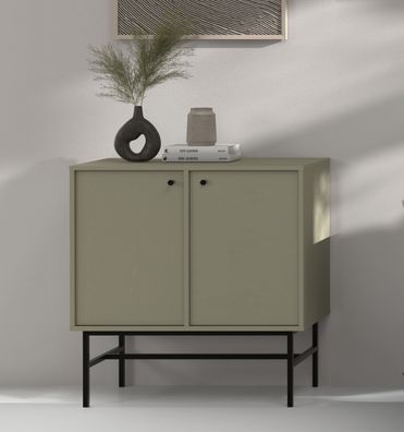 FURNIX Kommode Tonkin 812 Sideboard mit zwei Türen und Gestellbeine Grün