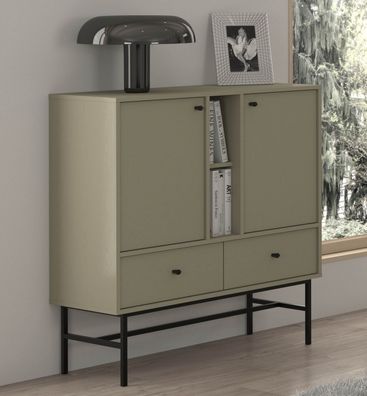 FURNIX Kommode Tonkin Sideboard mit Schubladen und Gestelbeine Grün