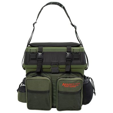 Arapaima Fishing Equipment® Sitzkiepe | Angelbox | Angelrucksack inkl. 4 Kunststof