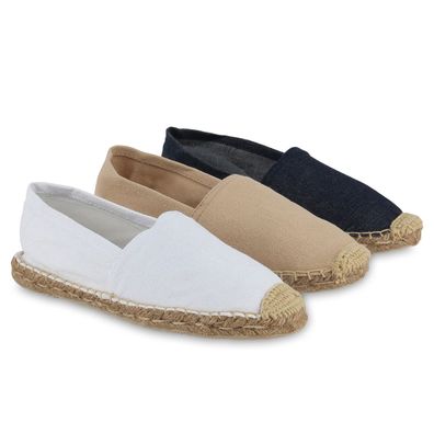 VAN HILL Damen Espadrilles Slippers Bast Slip On Stoff Schuhe 840933