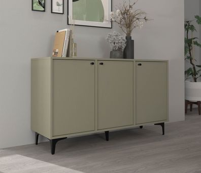 FURNIX Kommode Tonkin 813 Sideboard mit drei Türen und Sternbeine Grün