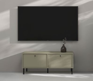 FURNIX RTV Kabinett Tonkin Sideboard mit zwei Schränken Metallbeine Grün