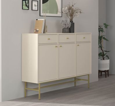 FURNIX Kommode Tonkin 827 Sideboard mit drei Türen & drei Schubladen Gestellbeine