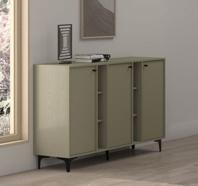 FURNIX Kommode Tonkin 823 Sideboard mit drei Türen und Sternbeine Grün