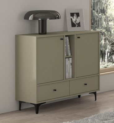 FURNIX Kommode Tonkin Sideboard mit Schubladen und Sternbeine Grün