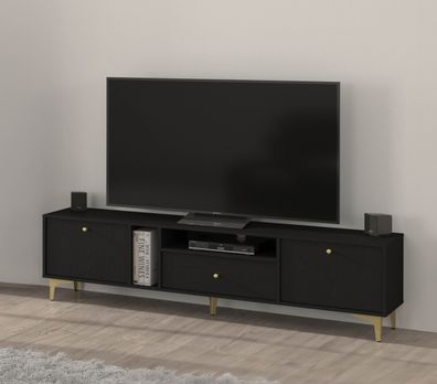 FURNIX RTV Kabinett Tonkin Sideboard mit zwei Schränken und Schublade Sternbeine