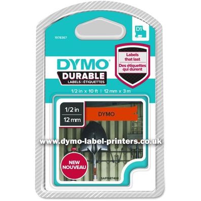 Dymo 1978367 D1 Vinylband High Perf. 12 mm x 3 m schwarz auf orange