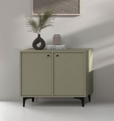 FURNIX Kommode Tonkin 812 Sideboard mit zwei Türen und Sternbeine Grün