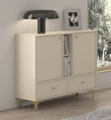 FURNIX Kommode Tonkin Sideboard mit Schubladen und Sternbeine Beige