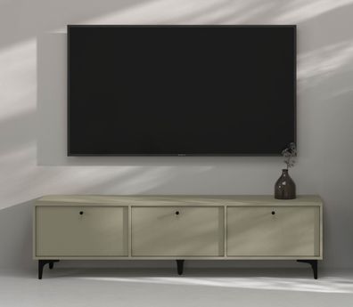 FURNIX RTV Kabinett Tonkin Sideboard mit drei Schränken Sternbeine Grün