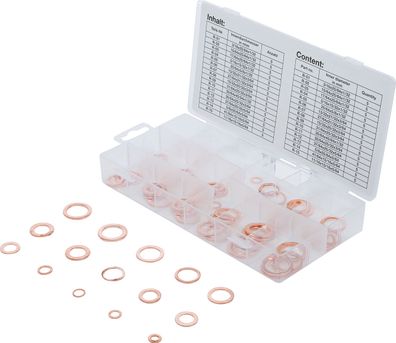 Dichtring-Sortiment | Kupfer | Zollgrößen | für Öl-Ablassschrauben | 75-tlg. BGS