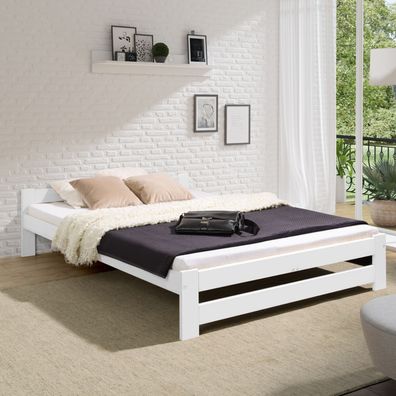 Coemo Bett Classico Holzbett Bettgestell mit Lattenrost Massivholz Kiefer