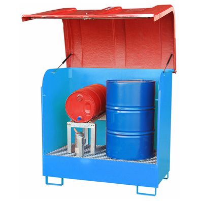 Bauer Gefahrstoff-Depot GD-B fuer Ausenbereich mit Spritzschutzwand und GFK-Haube, L