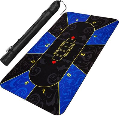 GAMES PLANET® Pokerauflage 200x90cm, blau/schwarz