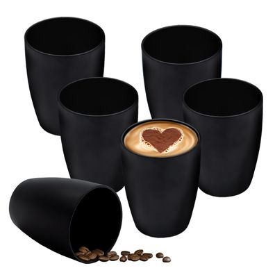 Kaffee Tasse ohne Henkel 340 ml - 6er Set - Becher Tee Coffee Mug schwarz matt