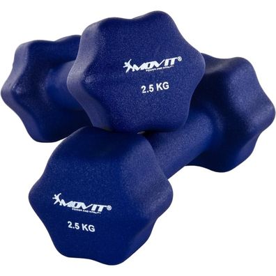 Movit® 2er Set 2,5 kg Neopren Hanteln Kurzhantel, Blau