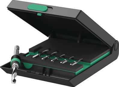 Kombigewindebohrerbitsatz 7-tlg. HSS 1/4 Zoll 6KT Ku.-Box WERA