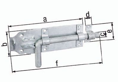 Bolzenriegel 180x70xØ16x20x58x230mm Stahl roh feuerZN